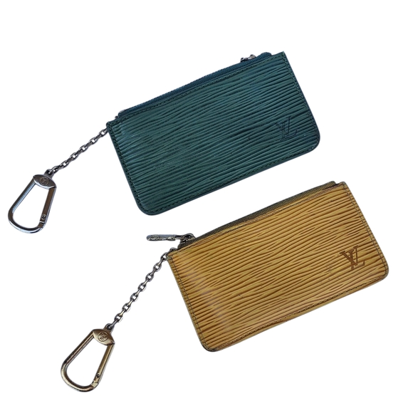Lot of 2 - LOUIS VUITTON Yellow & Green Leather Epi Key Cles/Keychain Wallets - Picture 1 of 13